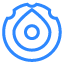 Circular armor like icon in blue outline